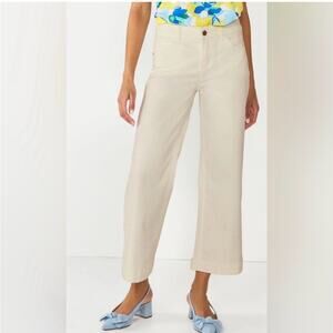 Draper James Off White Cropped Wide Leg Jeans  Sz 14 Coastal Grandmother